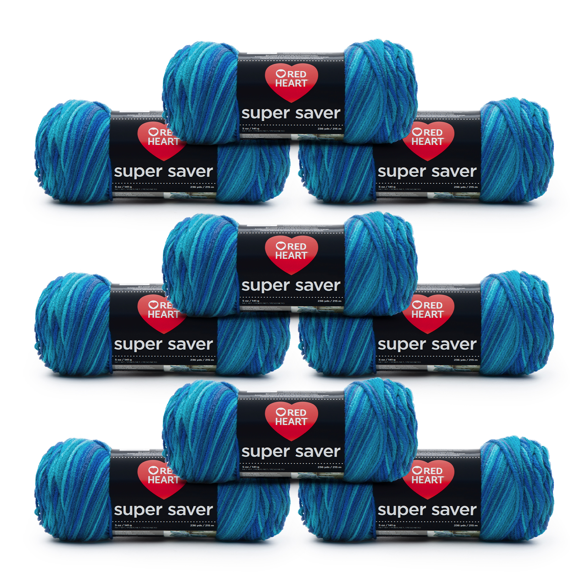 Red Heart® Super Saver® #4 Medium Acrylic Yarn, Macaw 5oz/142g, 236 Yards  (9 Pack)
